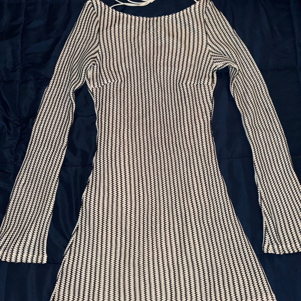 Edikted Crochet Long Sleeve Dress with Open Back